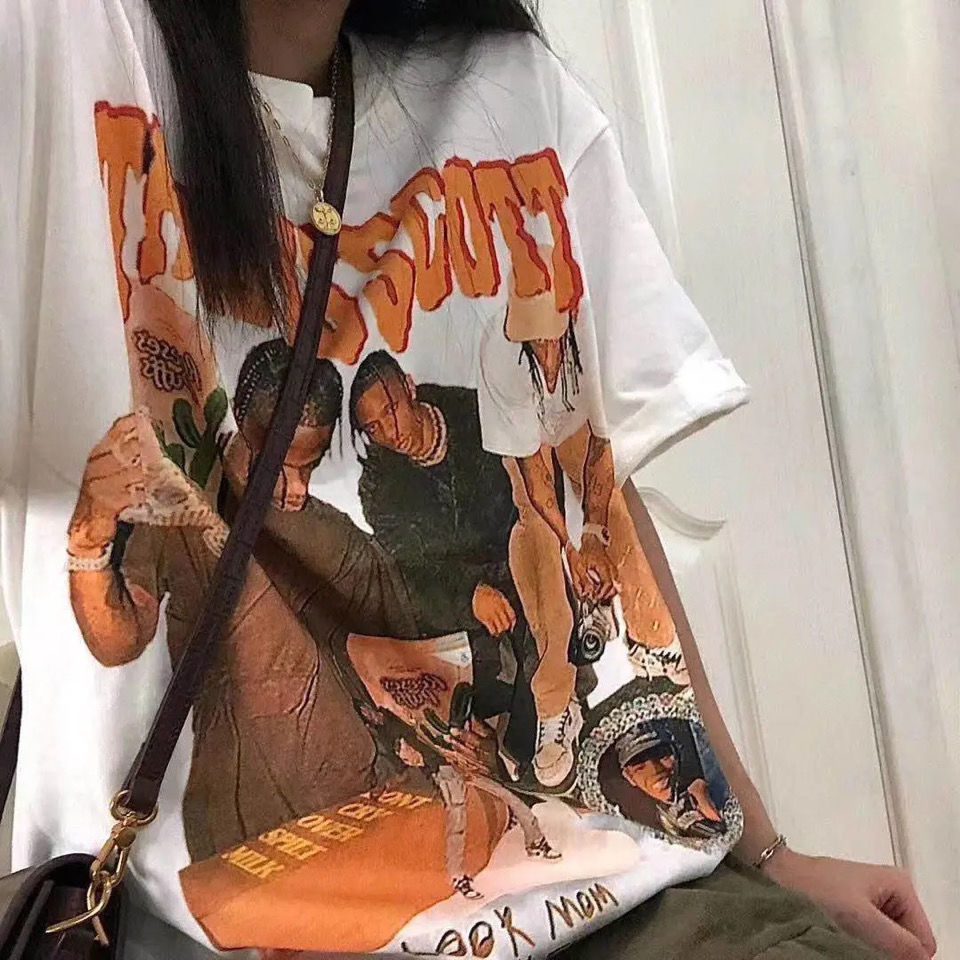 Áo Thun Tay Ngắn Cổ Tròn Form Rộng In Họa Tiết Cá Tính