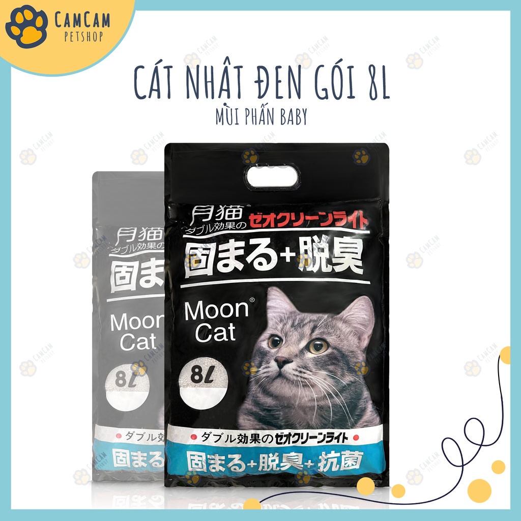 Cát vệ sinh cho mèo Moon Cat Bao 8 lít & 9 lít  - Cát vệ sinh đất sét cho mèo, cát Nhật đen