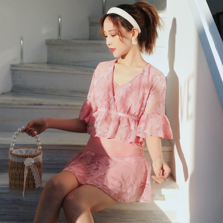 Bộ đồ bơi 3 mảnh bikini đẹp có đệm với màu hồng xinh xắn 💖 | BigBuy360 - bigbuy360.vn