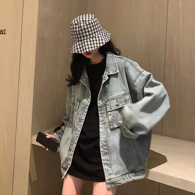 Áo khoác/ jacket jean denim oversize unisex túi hộp màu retro bụi bặm có túi mặt trong và 2 túi sườn