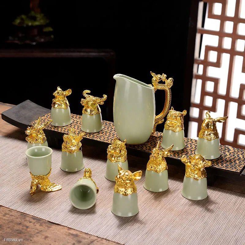 Bộ Ly Rượu 12 Con Giáp Sang Trọng Cổ Điển Trung Quốc