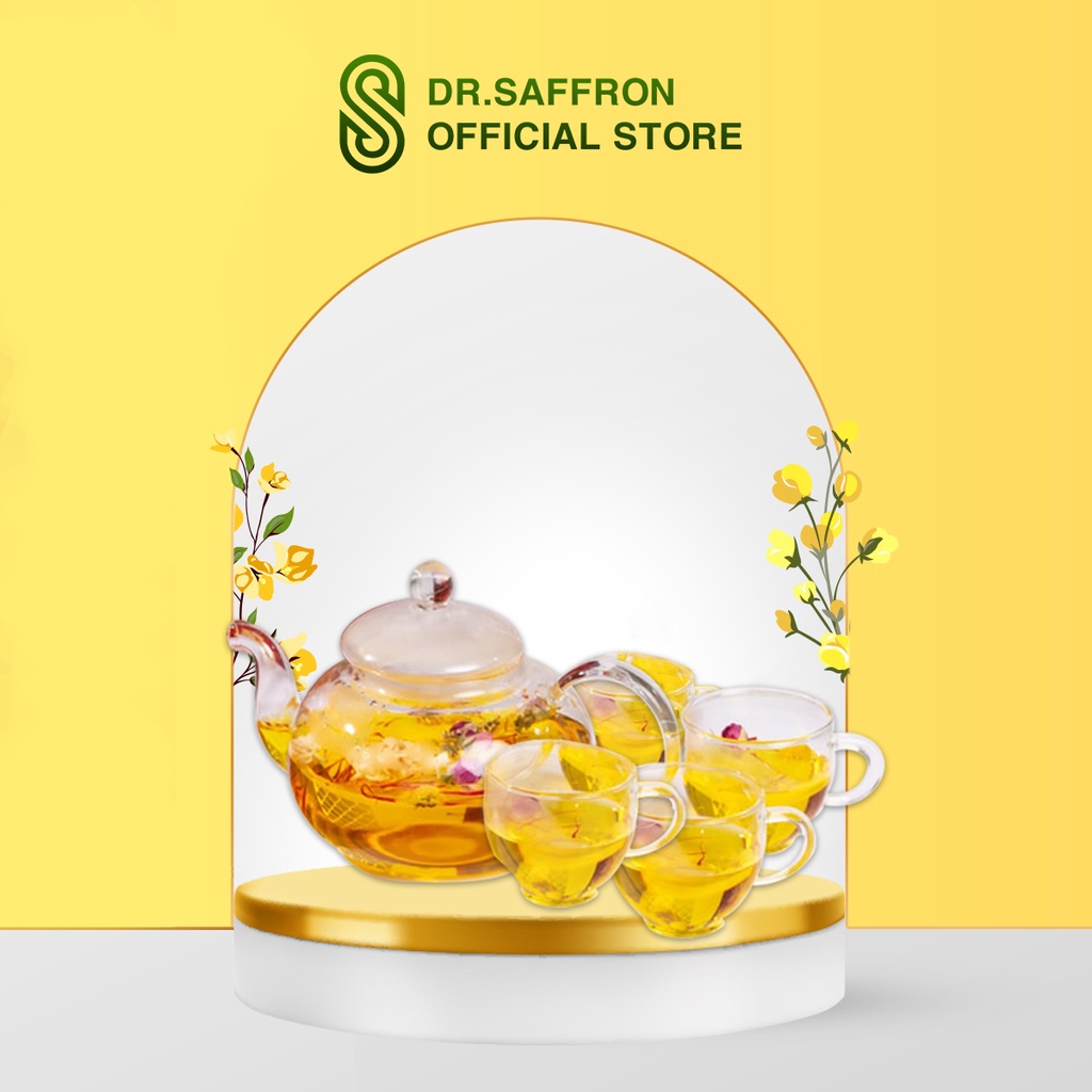 Bộ ấm thủy tinh cao cấp Saffron Việt Nam và khay đựng