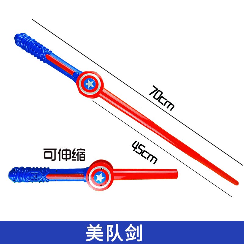 Đồ Chơi Siêu Nhân Cho Bé Người Nhện, Người Sắt Iron man, Đội Trưởng Mỹ Áo Choàng Mặt Nạ Găng Tay Gậy Phát Nhạc