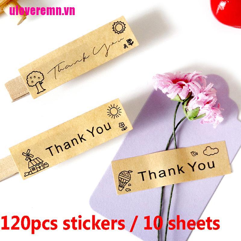 【ulove】120pcs Kraft Thank You Stickers Creative Handmade Craft Envelope Sealin