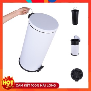 30 Lít - Thùng rác tròn đap chân inox Vinamop - Sơn tĩnh điện - VNTB30-S