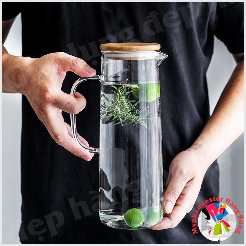 (HÀNG ĐẸP) Bình nước nắp gỗ tre chịu nhiệt