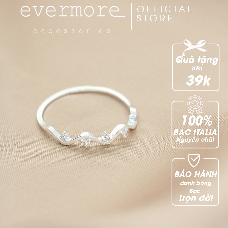 Nhẫn bạc EVERMORE, nhẫn bạc dây nụ hoa Ngọc nữ đính đá dễ thương, minimalism - N054
