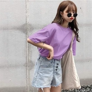 Áo thun tay lỡ form rộng Trơn Unisex