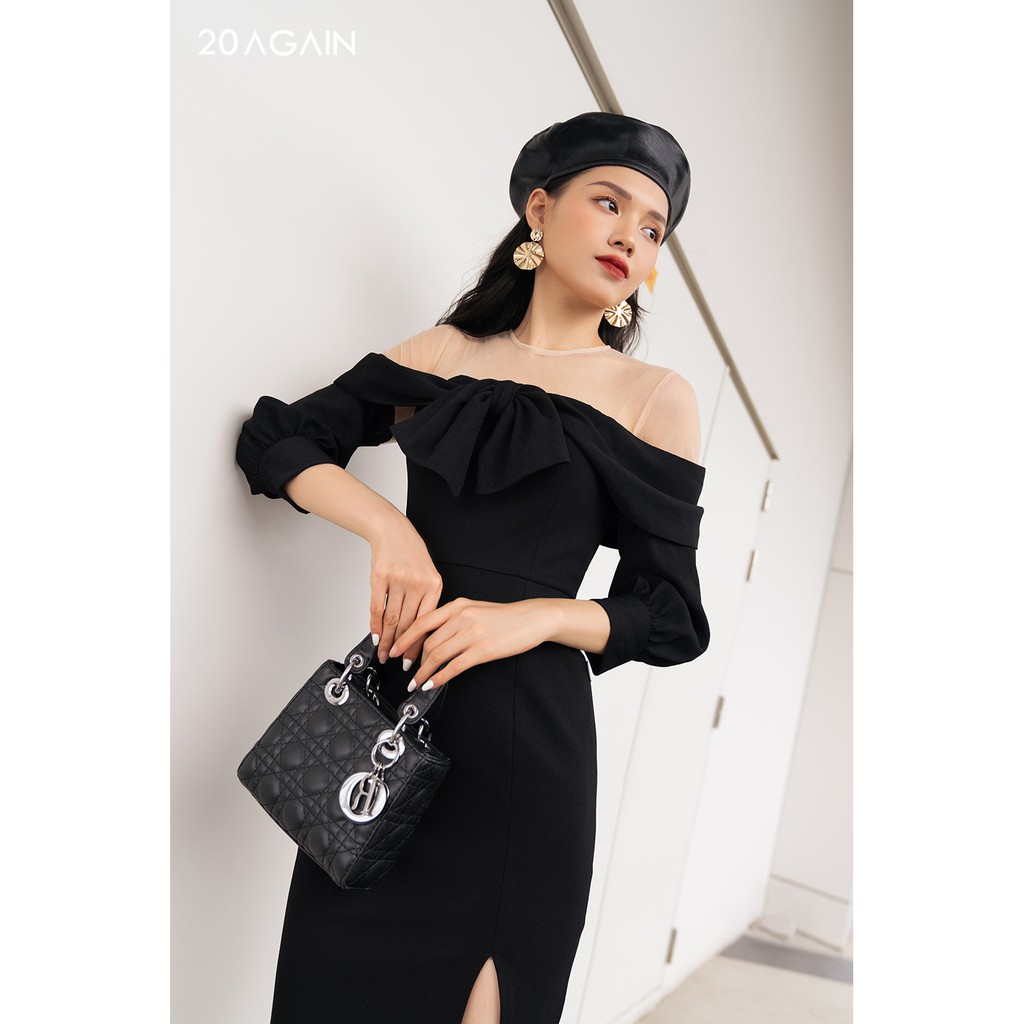Đầm vải dài tay phối nơ ngực DDA0913 20again | BigBuy360 - bigbuy360.vn