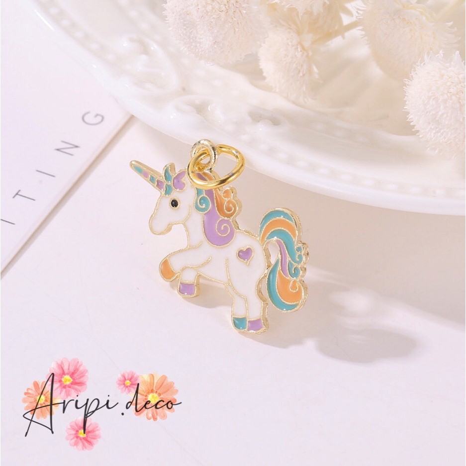Charm kim loại ngựa 1 sừng unicorn K19 /Nguyên liệu làm phụ kiện handmade