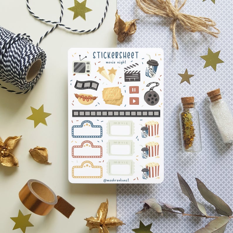 Sticker Sheet : Movie Night - Chuyên dán sổ | Bullet Journal Stickers