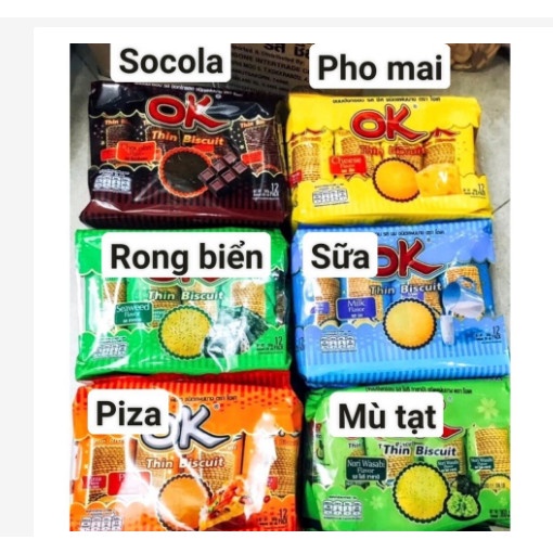 [Siêu Rẻ] Bánh quy Ok Thái Lan bịch 360gr đủ vị (12 gói nhỏ) cực ngon