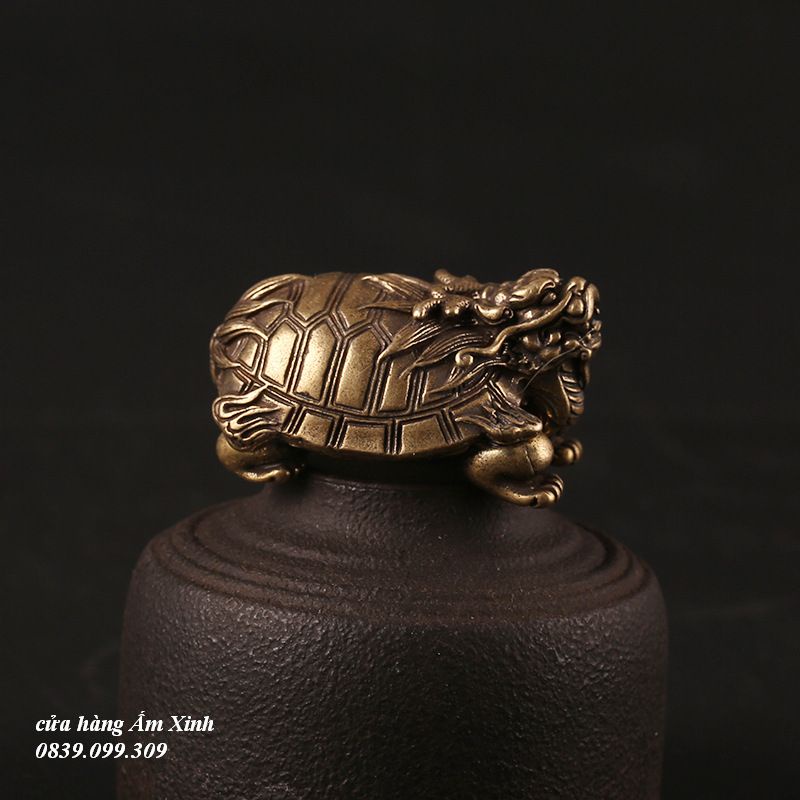 Tượng Long Quy bằng đồng làm phụ kiện tiểu cảnh, phụ kiện bàn trà, trang trí bonsai, trang trí bàn làm việc
