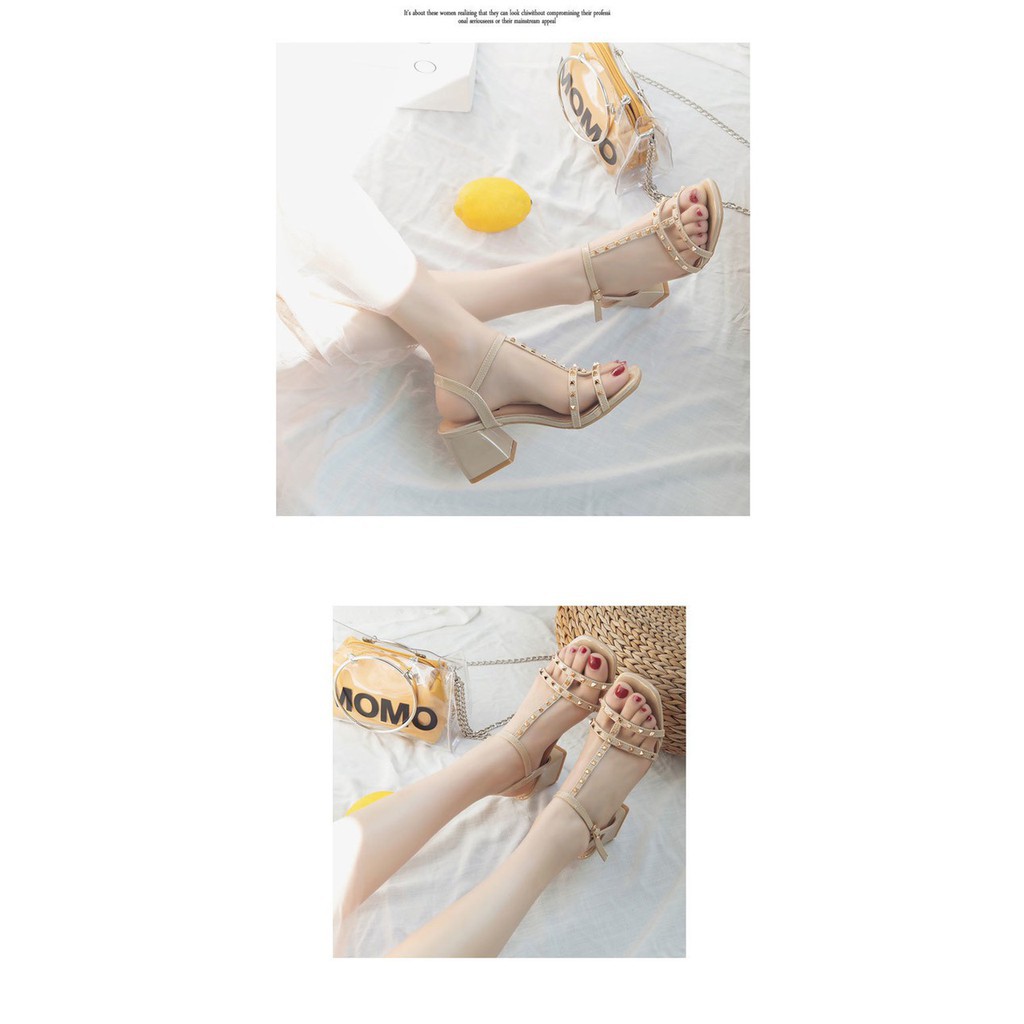(908) Giày sandal phối đính đá 5 phân êm chân, nhiều màu, mẫu mới hàng CAO CẤP QUẢNG CHÂU