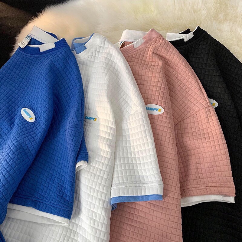 Áo thun form rộng unisex, áo phông tay lỡ chất liệu cotton phong cách thể thao kiểu dáng thời trang Hàn Quốc