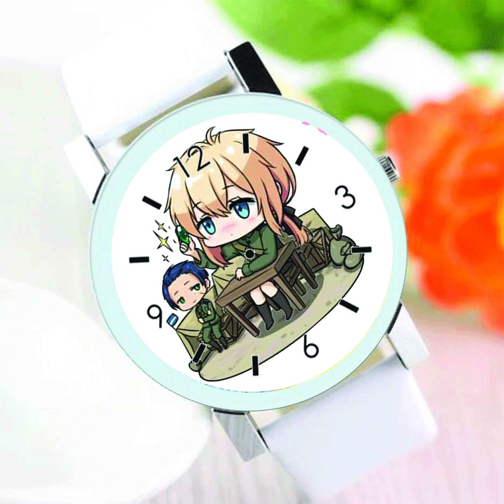 Đồng hồ đeo tay nam nữ in hình VIOLET EVERGARDEN anime chibi thời trang dễ thương