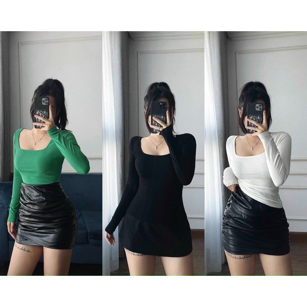 Combo 3 áo tăm cổ U mix màu dáng trơn basic dễ mặc chất siêu co giãn