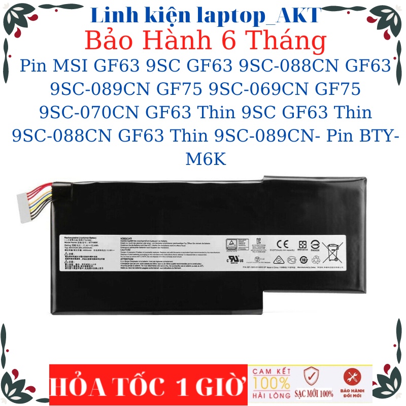 Pin laptop MSI GF63 9SC GF63 9SC-088CN GF63 9SC-089CN GF75 9SC-069CN GF75 9SC-070CN GF63 Thin 9SC GF