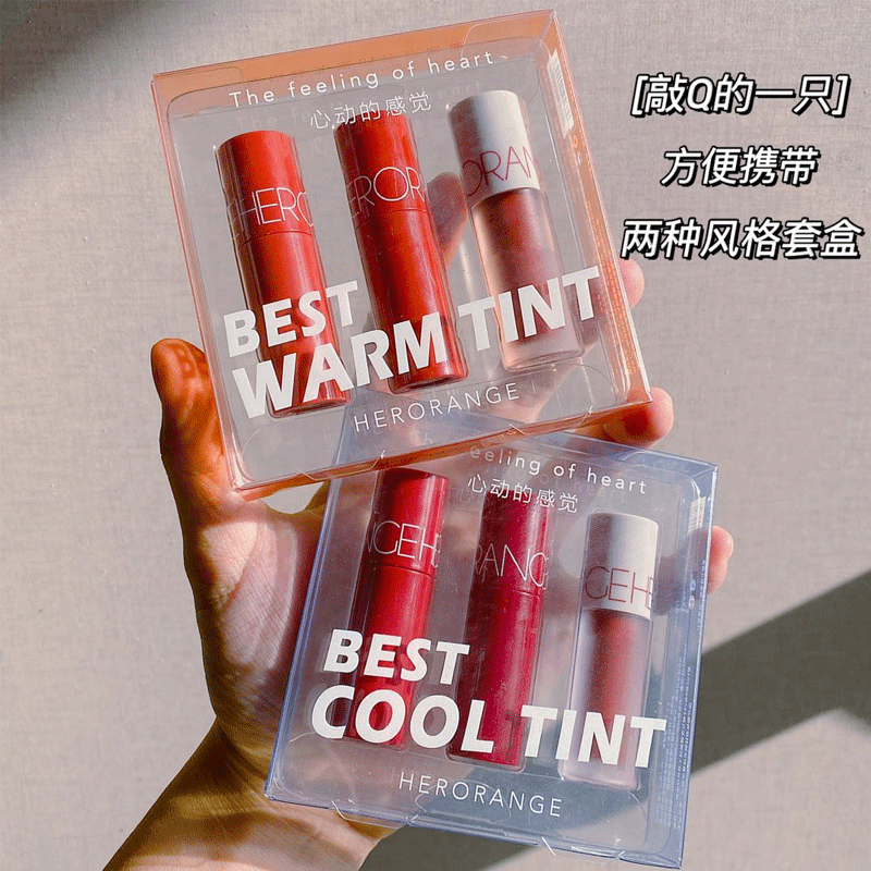 [Hàng mới về] Set 3 son kem màu cam xinh xắn dưỡng ẩm tự nhiên | BigBuy360 - bigbuy360.vn