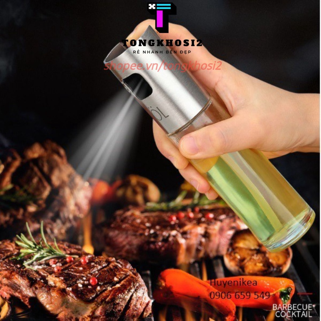 (LOẠI XỊN) Chai xịt dầu ăn , gia vị dùng trong nhà bếp- Bình xịt dầu ăn dạng phun sương cao cấp dung tích 100ml (XDA01)