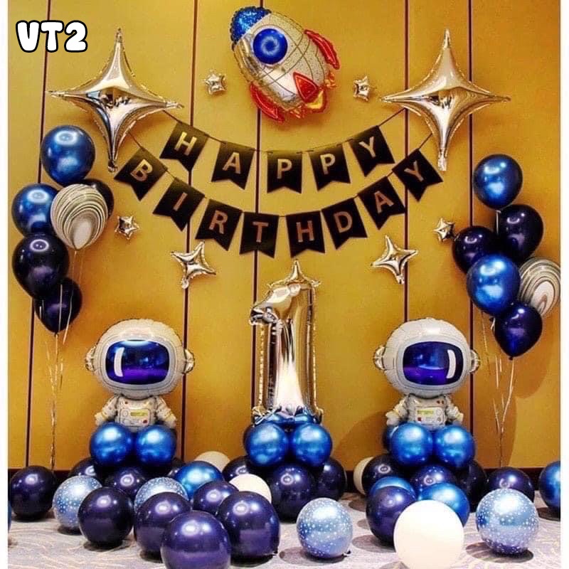COMBO Set bóng phi hành gia không gian vũ trụ trang trí sinh nhật bé trai bé gái