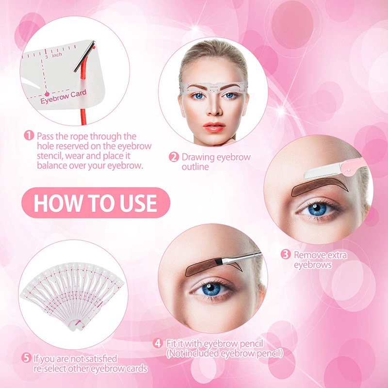 Set 12 Thẻ Khuôn Vẽ Lông Mày Trang Điểm Tiện Lợi