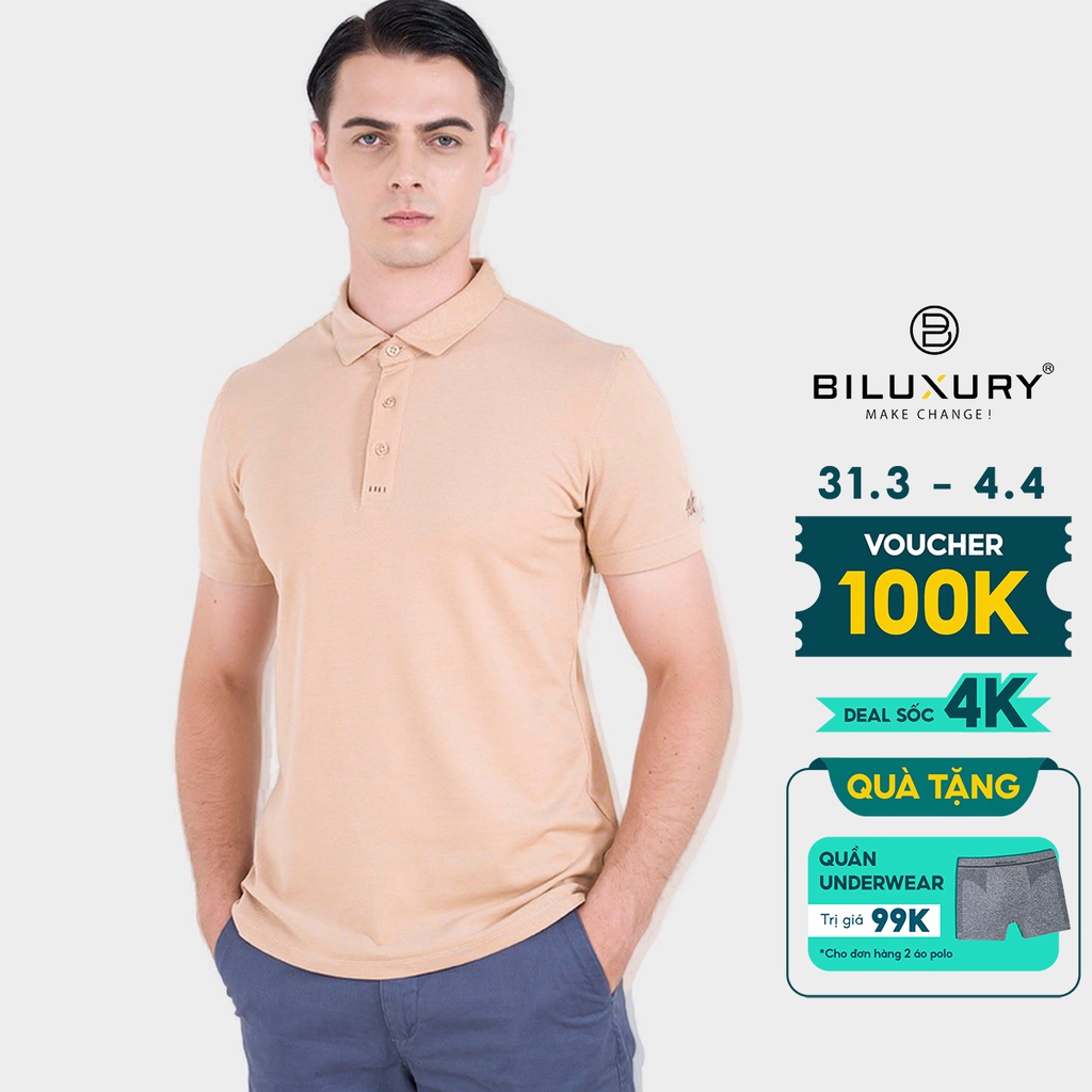 Áo polo nam Biman by Biluxury thun ngắn tay có cổ trẻ trung lịch lãm co giãn tốt 5APCB003BEV