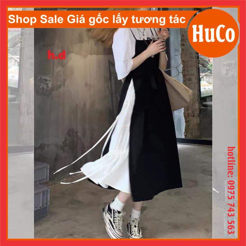 sét yếm babydoll nữ, yếm đen buộc eo phối váy xòe ba tầng trắng form chuẩn ảnh ulzzang freesize dưới 55kg có bán lẻ