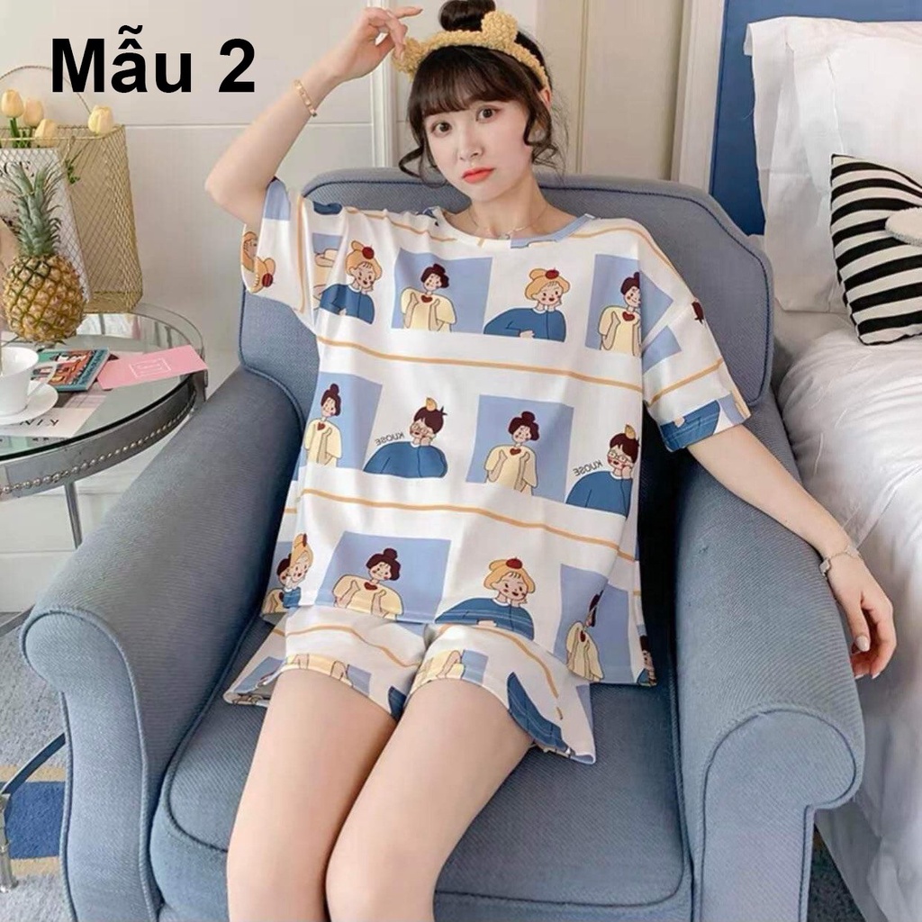 [FREESHIP ĐƠN TỪ 50K] Bộ đùi cổ tròn cute hoạt hinh in kín Basic Cotton Oversize