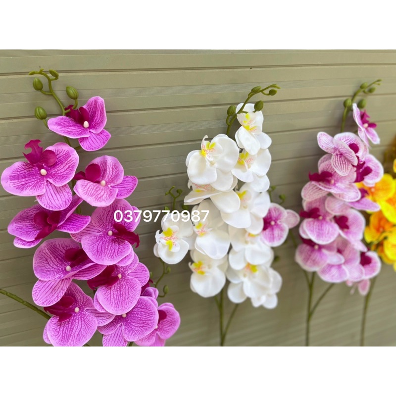 Lan hồ điệp giả 110 cm 3 nhánh cao cấp, hoa giả decor trang trí