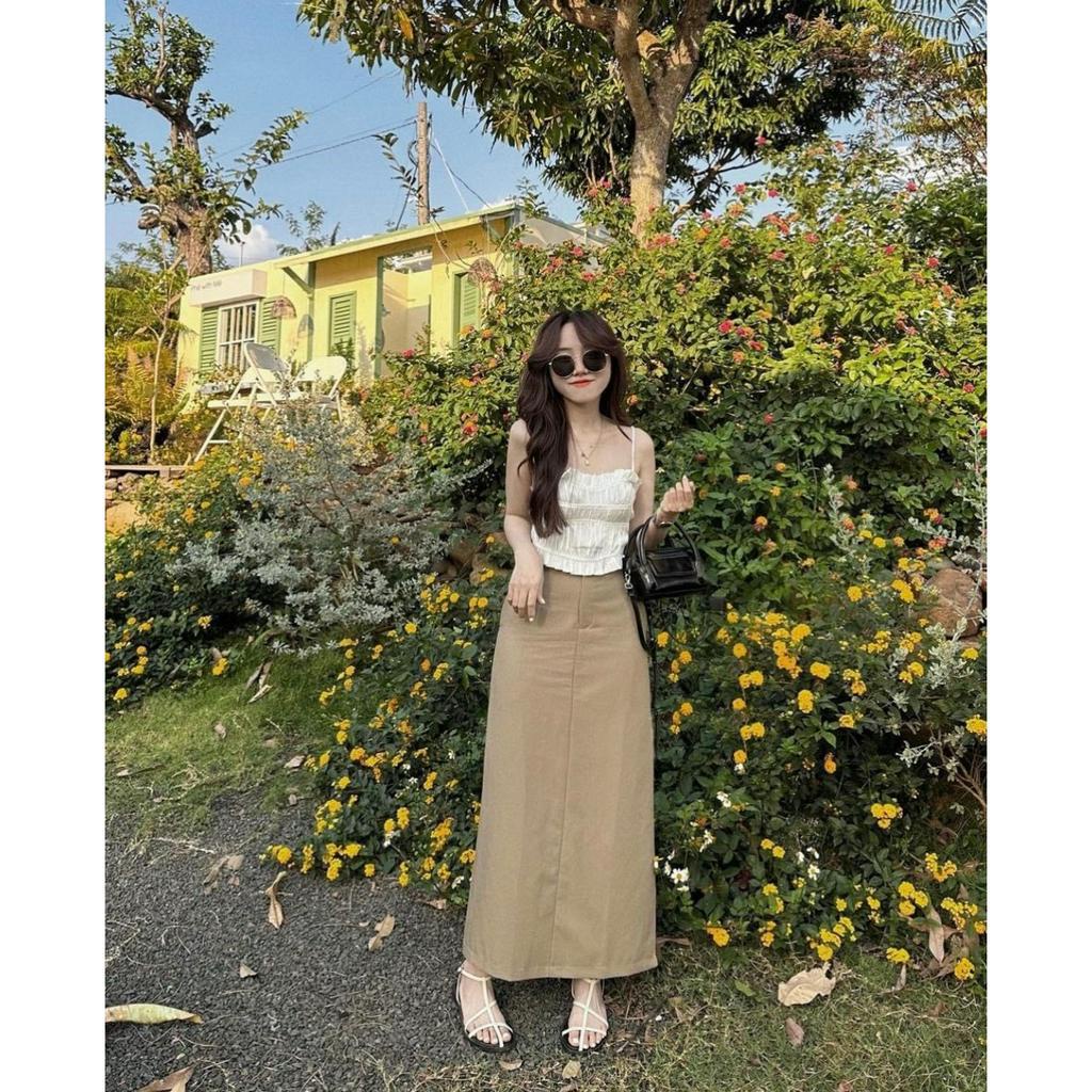 Set áo hai dây kèm chân váy dài dáng chữ A mã 8663 SINSIN Shop