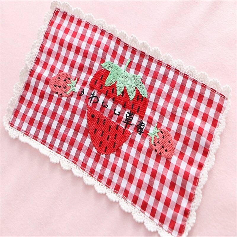 Áo Thun Cotton Tay Ngắn Cổ Tròn Thêu Hình Quả Dâu Thời Trang Mùa Hè Cho Nữ | BigBuy360 - bigbuy360.vn