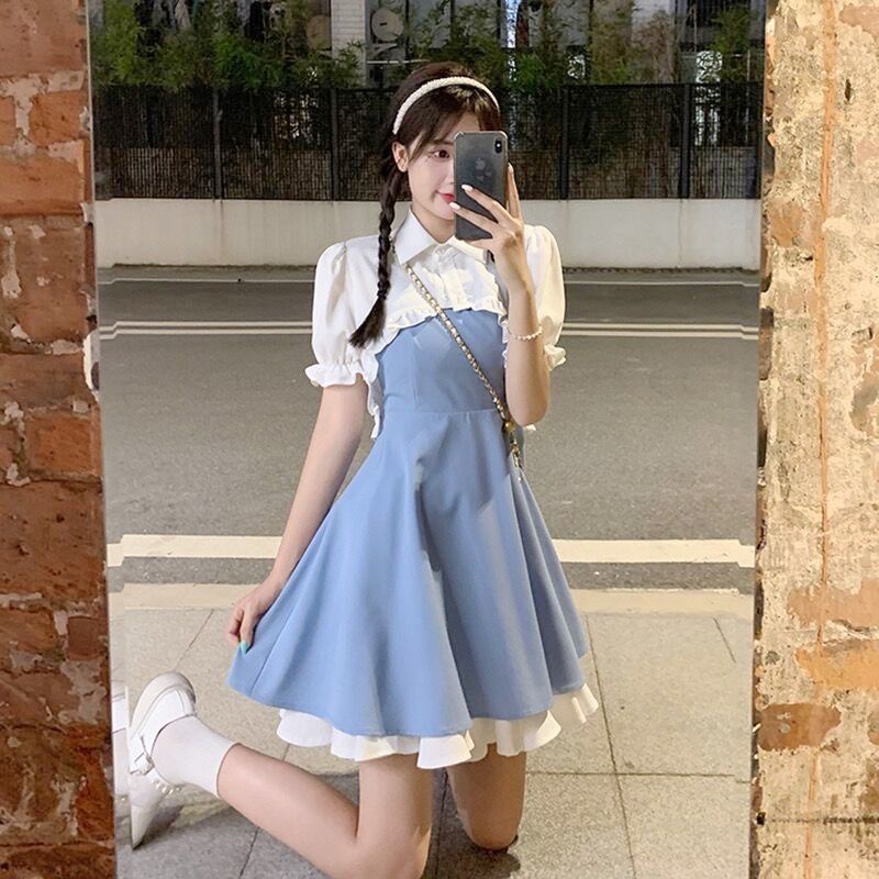 Set Áo Sơ Mi Và Chân Váy Thiết Kế Xinh Xắn Nữ Tính