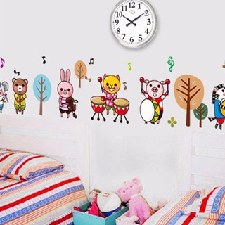 Decal dán tường động vật đánh trống cho bé AY7155