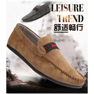 Giày lười nam V8663 da lộn họa tiết Gucci thời trang của Mr. Europe