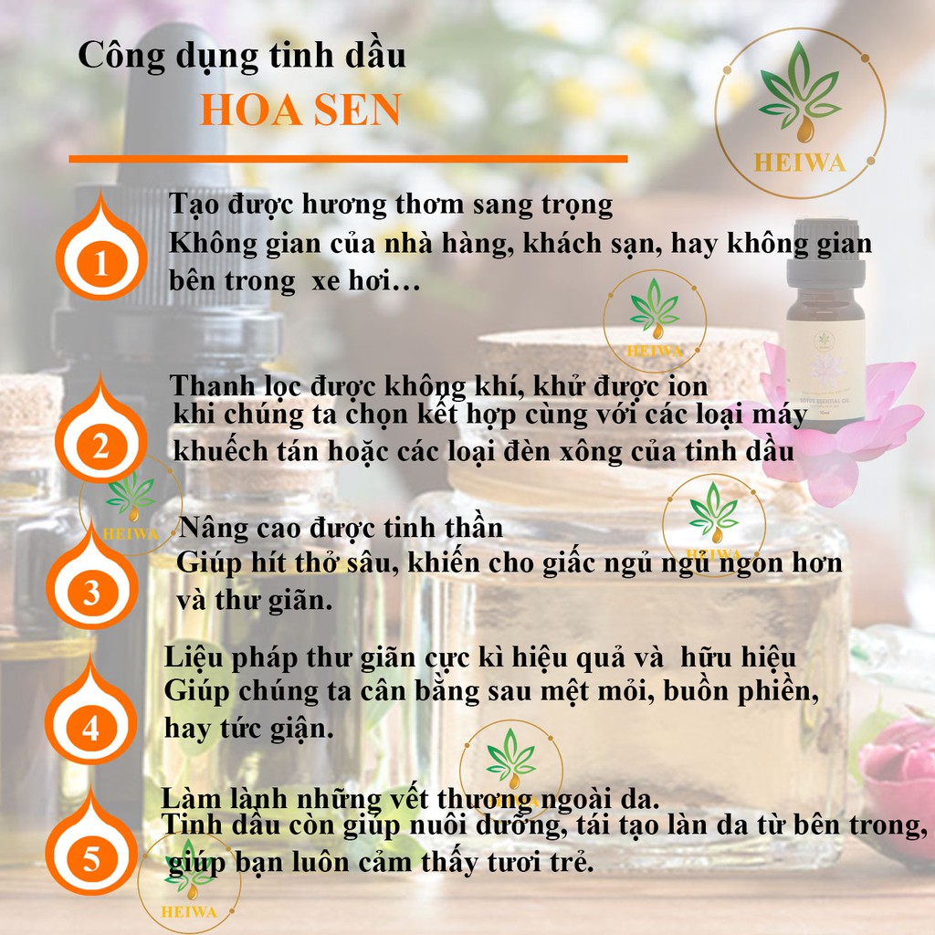 [GIẢM GIÁ]Tinh dầu Hoa Sen nguyên chất 100ML thương hiệu HEIWA nhập khẩu Ấn Độ