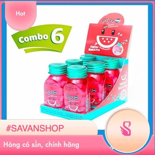 Kẹo ngậm Play More dưa hấu thái lan 22g x 6 hủ