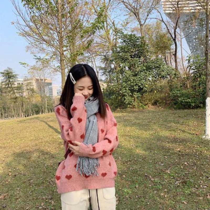 Áo Len Hoạ Tiết Tim Hàng Quảng Châu xinh