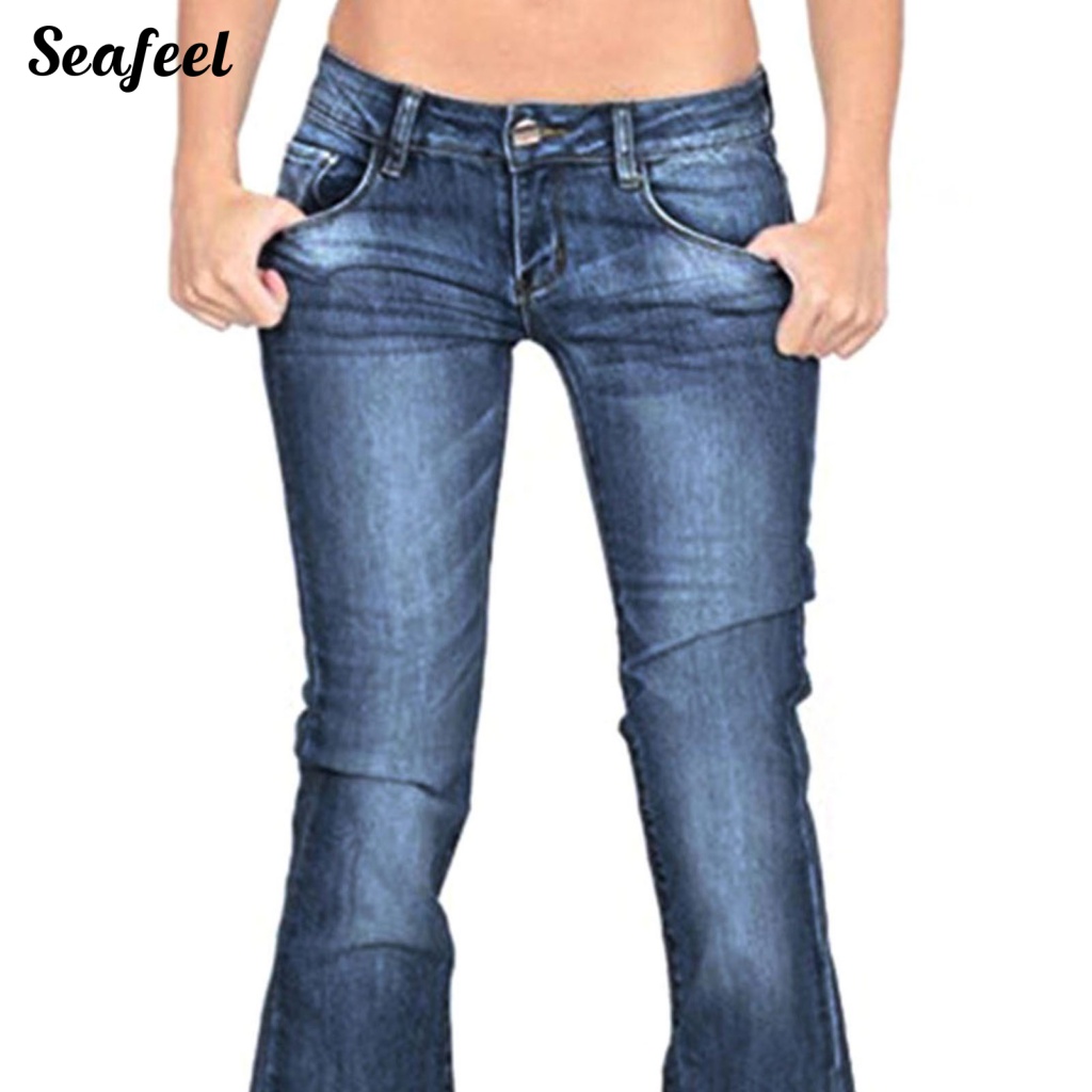 Quần Jeans Nữ Lưng Thấp Phối Màu Thời Trang