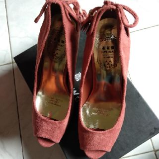 Giày cao gót hở mũi da lộn 9cm