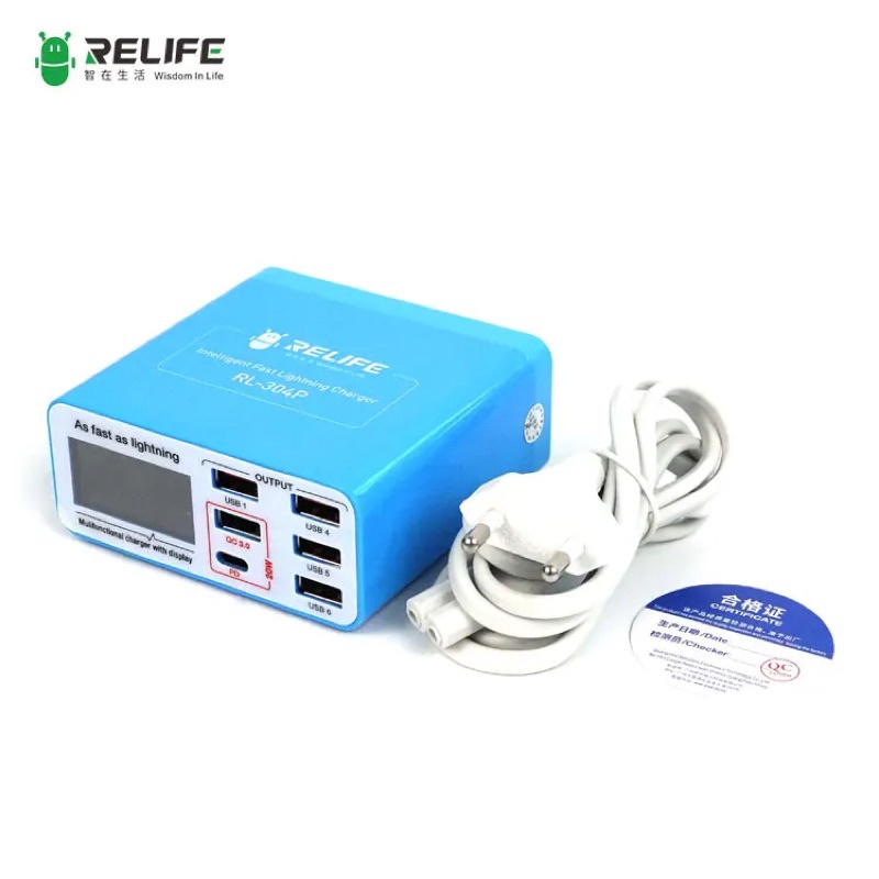 Bộ sạc 6 cổng RL-304P hỗ trợ sạc nhanh PD20W IP và QC3.0 Android