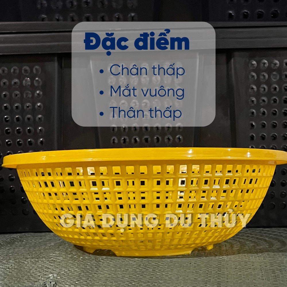 Rổ nhựa tròn mắt to không chân thích hợp dùng làm rổ đưng hải sản, tôm, cá size 30-36-42 cm của kho gia dụng Du Thủy