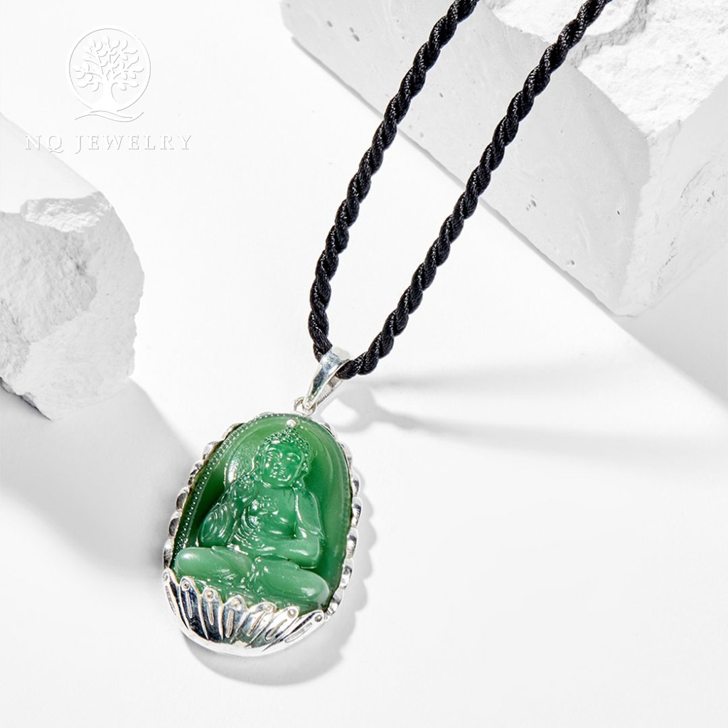 Phật bản mệnh xanh lá bọc bạc - NQ Jewelry