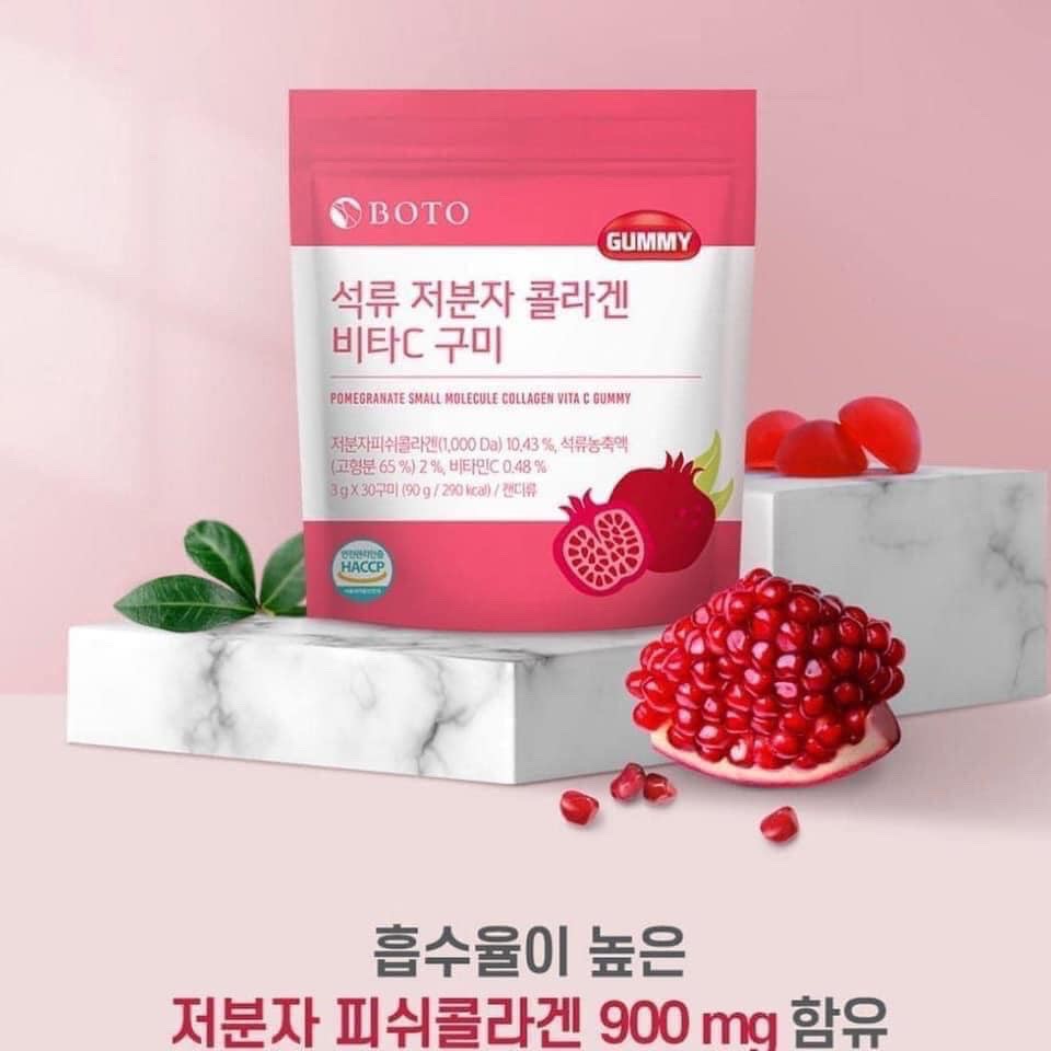Kẹo Collagen Lựu Boto Kẹo Dẻo Gummy Collagen Vitamin C Hàn Quốc