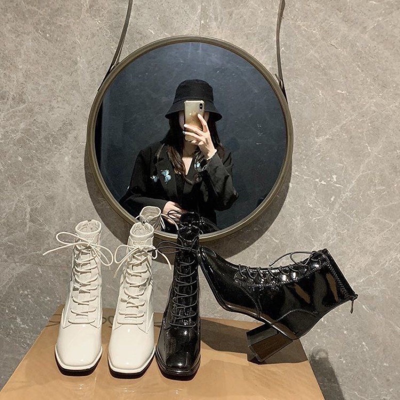 [SẴN -LOẠI 1] Bốt nữ Amel Boots đế cao da bóng cá tính dễ phối đồ trẻ trung hót hít