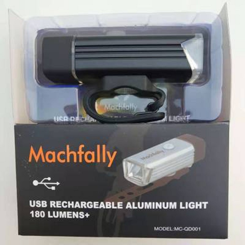 Đèn Xe Đạp MACHFALLY, LED Siêu Sáng 180 Lumens, Tích Hợp Chân Sạc USB Ngay Trên Thân Đèn Tiện Dụng