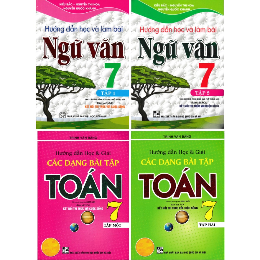 SÁCH - combo hướng dẫn học &amp; giải các dạng bài tập toán 7 + hướng dẫn học và làm bàingữvăn7 bám sát sgk kết nốibộ 4 cuốn