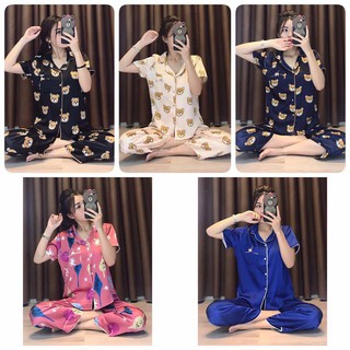 Bộ pijama lụa tay ngắn quần dài