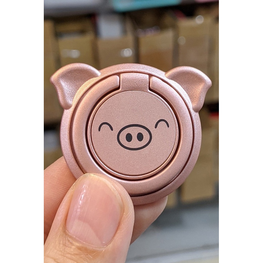 IRing Nhẫn Đeo Tay, Đỡ Điện Thoại Xoay 360 Hình Heo Cute