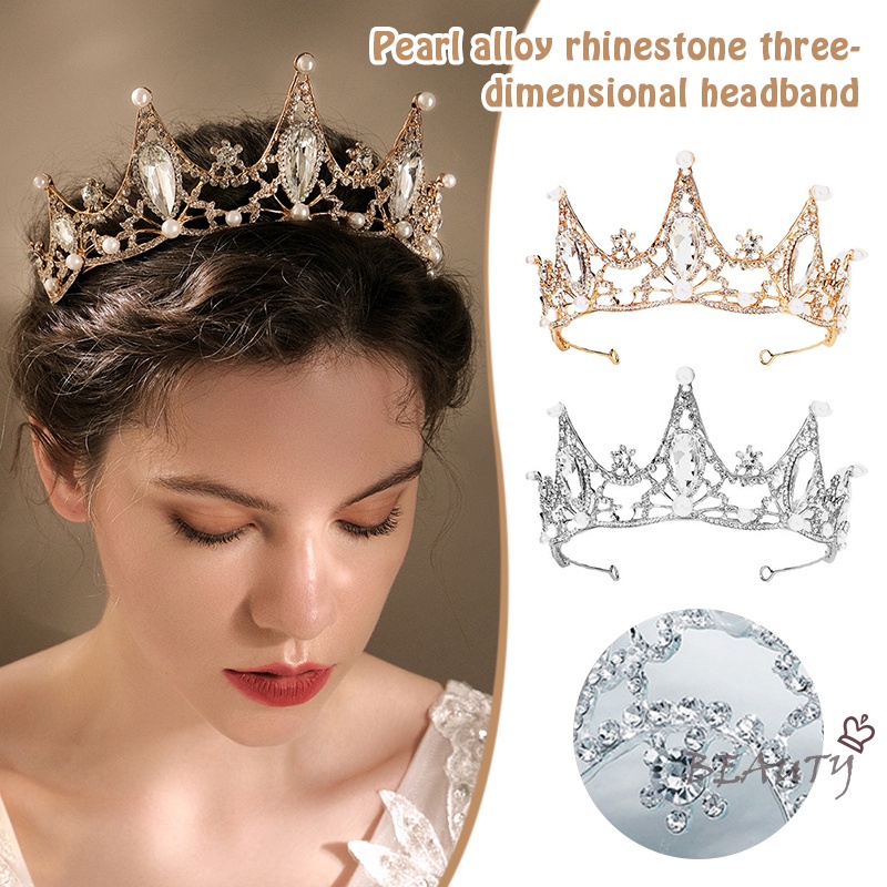 Seven Miss Vương Miện Hợp Kim Đính Kim Cương Giả Đơn Giản Cho Cô Dâu